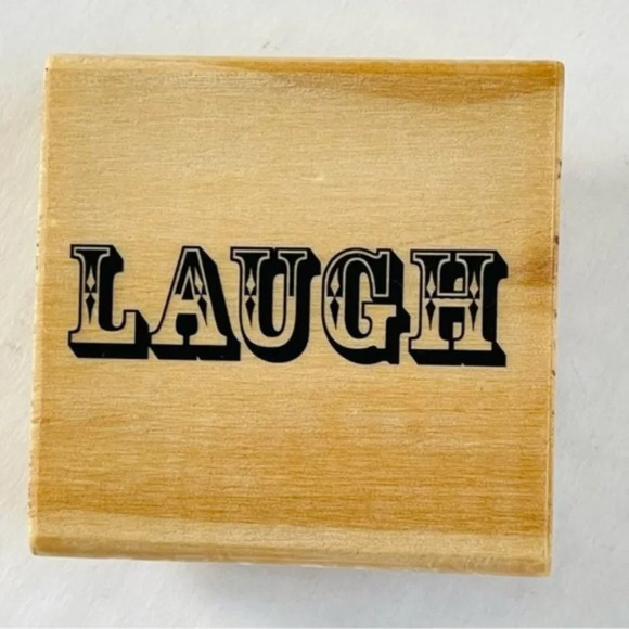 Wooden Rubber Stamp Word Laugh Stamp Arts Scrapbooking Stamping 2.75 x 0.75 Inch - Picture 1 of 2